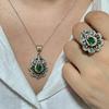 Серебряное ожерелье с изумрудным камнем, турецкие украшения ручной работы, украшения в османском стиле, серебряные украшения ручной работы, подарок для женщин, женский кулон