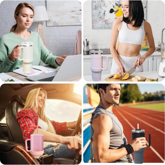 Силиконовый стакан на 40 унций, противоскользящий, шумопоглощающий, устойчивый к царапинам, дорожная бутылка для воды, нижний держатель, защитная крышка, аксессуары для стакана