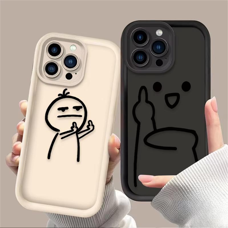 Мультяшный забавный жест презрения Чехол для телефона iPhone 16 15 14 13 12 11 Pro Max XS Max XR 7 8 Plus Ударопрочный силиконовый задний чехол