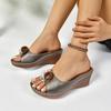 Fashion Ladies Shoes 2024 Hot Sale Open Toe Women's Slippers Summer Flowers Solid Outdoor Casual Beach Wedge Heel Large Size Slippers