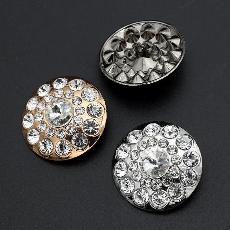 1pcs Handmade Decorative Rhinestone Metal Buttons for Sewing on Fur Coats Garment Accessories