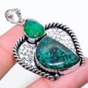 Chrysocolla, Green Jade 925 Sterling Silver Jewelry Pendant 2.05" V7h00
