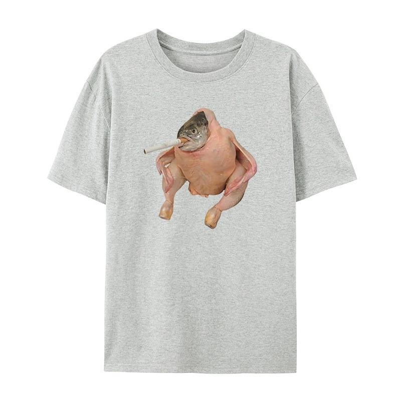 Trendy Classic and Interesting Fish Face Chicken Emoji Pack White Casual Tshirt Mens and Womens Luxury Brand Top