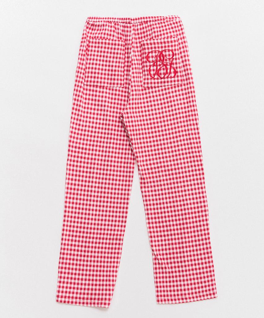 RAWMANTICS Logo Mini Check Straight Fit Cotton Pants Red