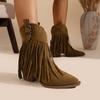 Large Size Fringed Short Boots for Women In Autumn Winter High Heels Casual Simple Comfortable Versatile Women's Boots