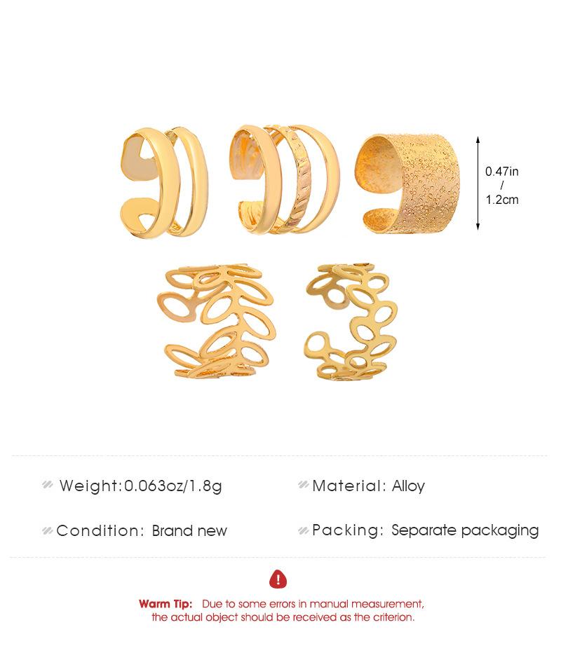 Good Gold 5-piece Set U-shaped Cartilage double-C No Ear Hole Personality 10PCS Holiday Gifts Double-layer Gold Foil Creativity Hollow Ear Clip