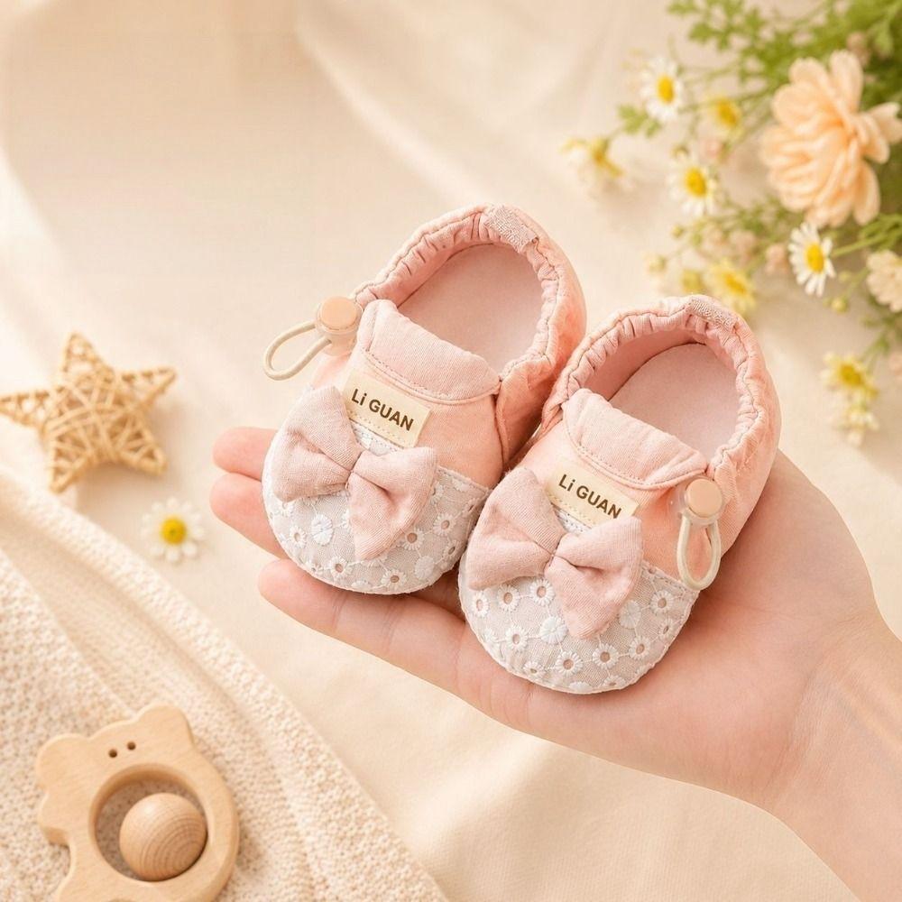 Bowknot Baby Girl Shoes Drawstring Newborn Crib Shoes Cute Toddler Walking Shoes For 0-13 Months