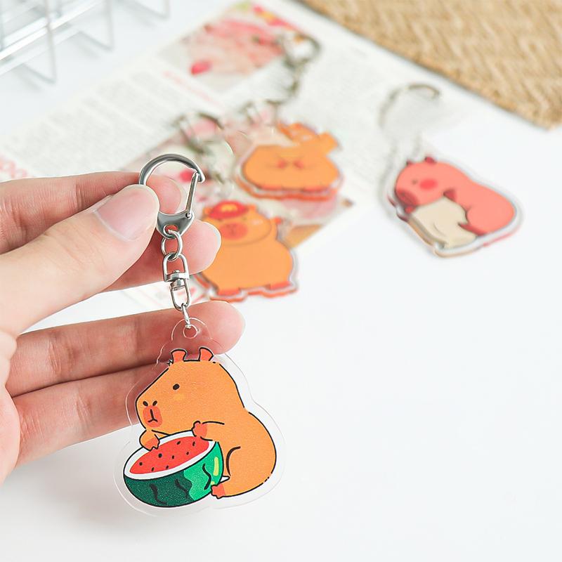 Милый мультяшный акриловый капибара брелки подарки игрушка кулон капибала брелок ключи аксессуары забавные автомобильные ключи брелки