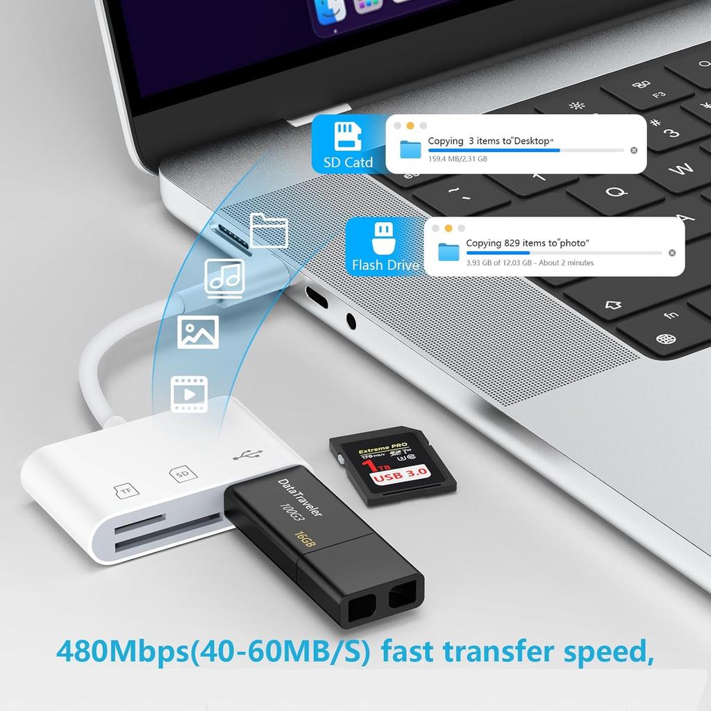 3 in 1 USB/Type C Multifunction Card Reader OTG SD TF Cards USB Memory Cards Reader Converter for MacBook Laptop Samsung
