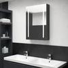 VidaXL LED Mirrored Bathroom Cabinet Wall-Mounted Storage Unit Medicine Cabinet Home Interior Glossy Black 326496