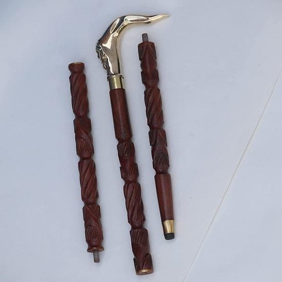 Твердая трость с ручкой в виде головы Санта-Клауса, деревянная трость для ходьбы