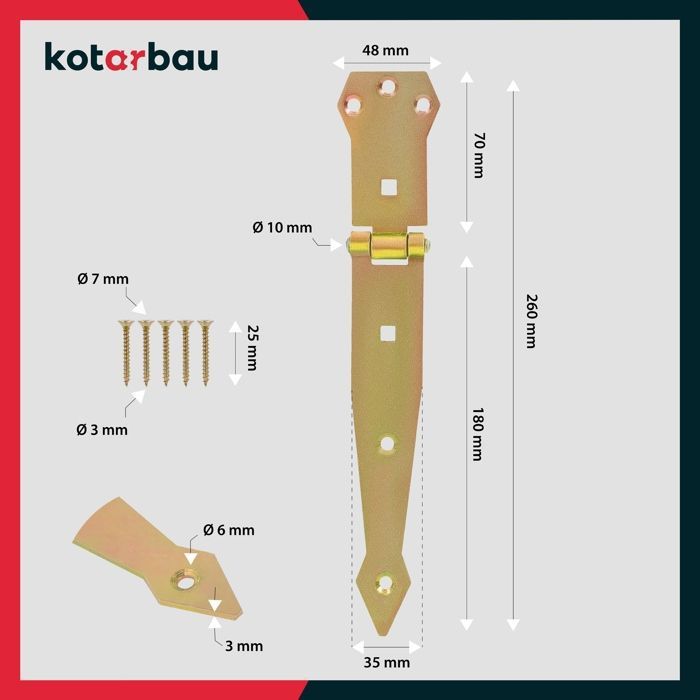 Charnières de porte - KOTARBAU - 200 mm - Acier inoxydable - Jaune - Résistantes aux intempéries