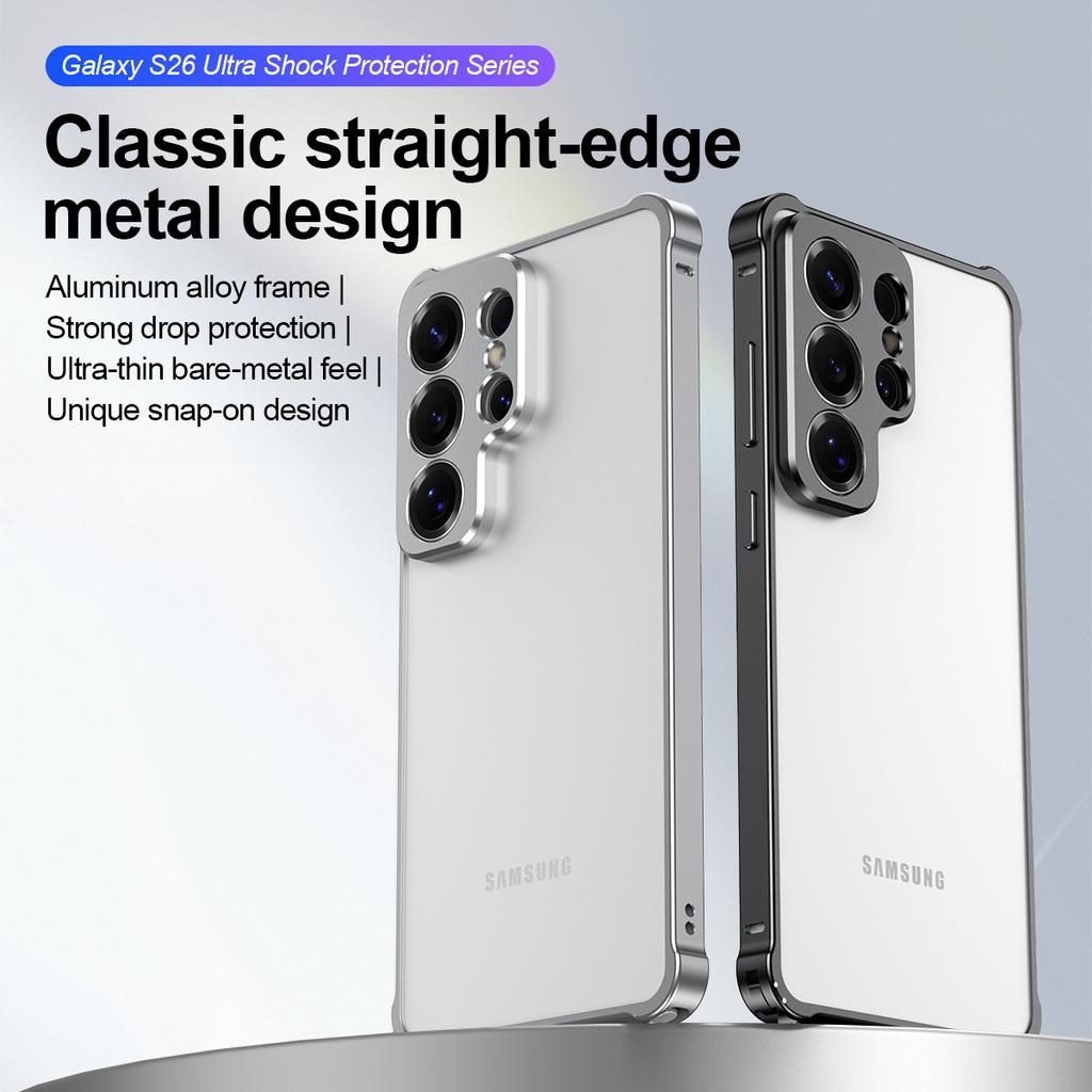 Алюминиевый сплав Рама Теплоотвод Прочный Бронированный Чехол Для S26 Ultra Plus S25 Ощущение голого металла Четыре угла Ударопрочный Жесткий Чехол