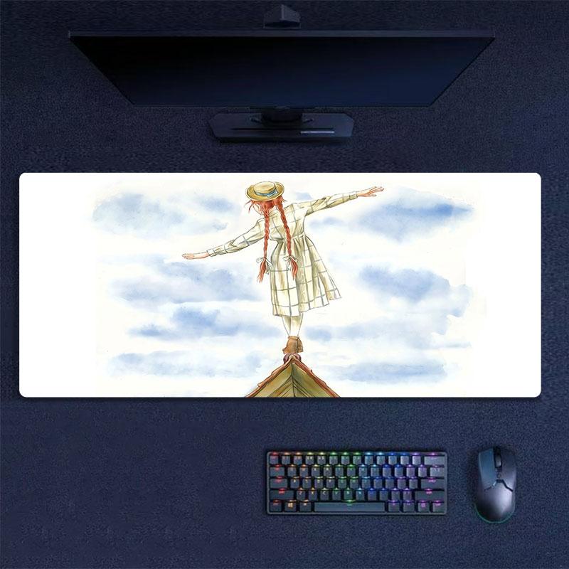 Anne Cartoon Mouse Pad, Large Gaming Desk Mat, Non-slip XXL Mousepad for Laptop & Tablet, Mini PC Playmat with Stitched Edges