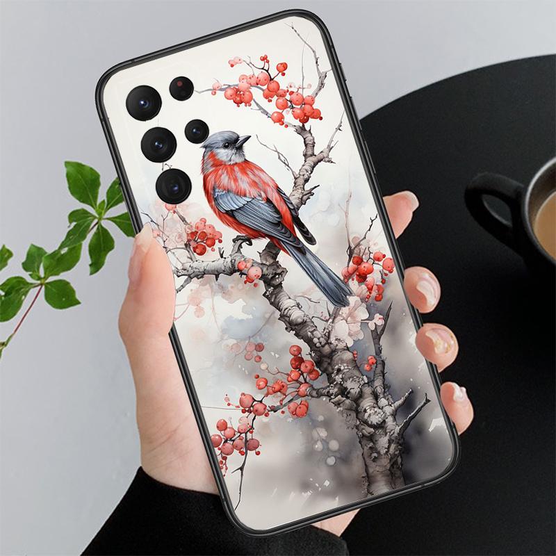 Painting Bird Phone Case For Samsung S23 S22 S21 S20 Ultra S20 S22 S21 S10E S21 S20 FE S24 Plus