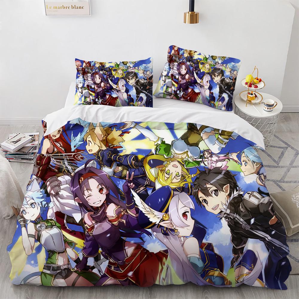 Постельное белье Sword Art Online Аниме Пододеяльники Кинг Квин Двуспальный Односпальный Размер Взрослые Дети Постельное белье Односпальный Двуспальный Размер Декор Дом