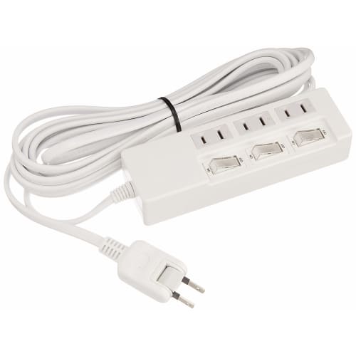 BUFFALO 2 Pin Power Tap 3 Ports Individual Switch 5m White BSTAPSW2350WH