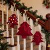 Polyester Christmas Tree Drawstring Gift Bag with Pom Poms Bell Decor Reusable for Xmas Gift Wrapping Supplies