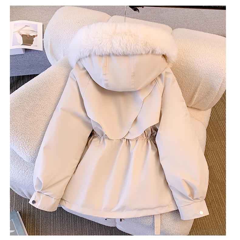 Women's Winter 2024 New Down Padded Jacket Fashion Plus Fleece Thick Fur Integrated Coat