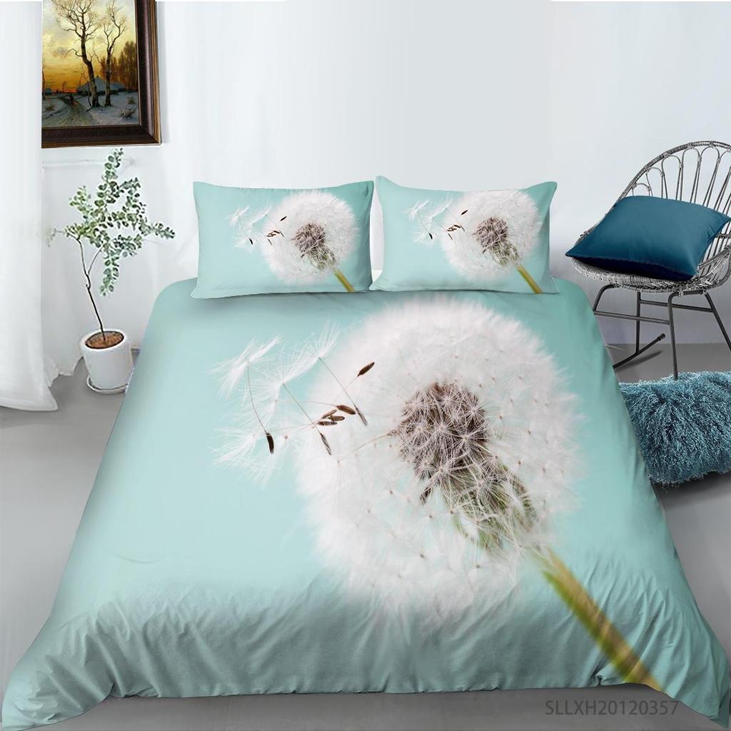 Постельное белье с 3D принтом одуванчика, односпальная двуспальная кровать, полноразмерная наволочка с растительным узором и пододеяльник 2 или 3, удобное украшение для дома