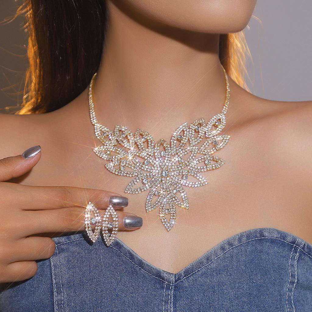 High-end Luxury Super Flash Diamond Necklace Earring Set, the Most Beautiful Bridal Jewelry, Necklace, Ear Jewelry