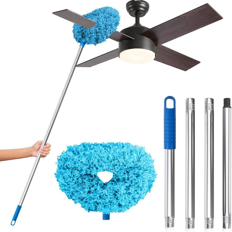 1 Set of Ceiling Fan Cleaning Duster, Blue Dust Removal Duster with Hollow Design, Modular Ceiling Fan Dust Brush, Dust Remover, Ceiling Brush, Detach