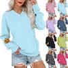 Women's Casual Fashion Halloween Print V-Neck Long-Sleeve Sweatshirt Lightweight Pullover Hoodie With Pockets