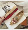 Women's 2020 Autumn Large Single Shoes - Rivet Cherry, Rhinestone Pointed Toe, Flat Style