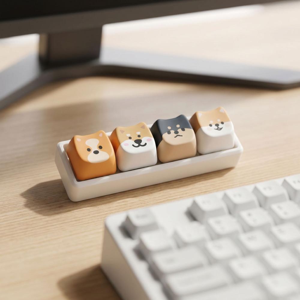 Backpack Pendant Puppy Keychain Shiba Inu Keycap Keychain Creative Keyboard Key Ring Kids Toy