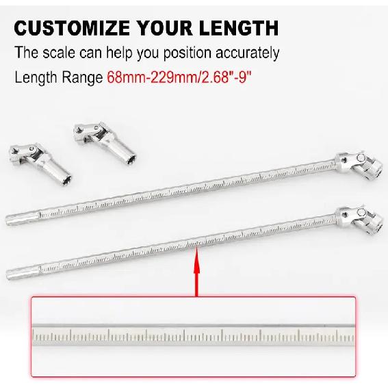 OGRC Stainless Steel LCG Driveshaft 68-229mm Universal Joint Drive Shaft for 1/10 RC Crawler Car SCX10 Capra DIY Assembly Parts