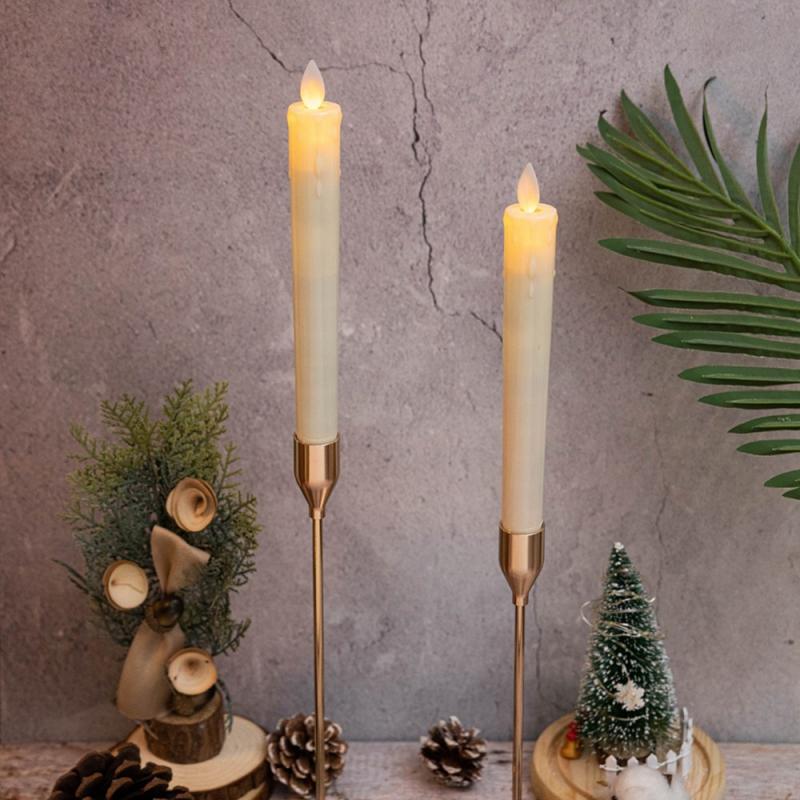 2 шт. светодиодные свечи беспламенные конические свечи на батарейках мерцающие бескапельные подсвечники для домашнего декора свадьбы рождества