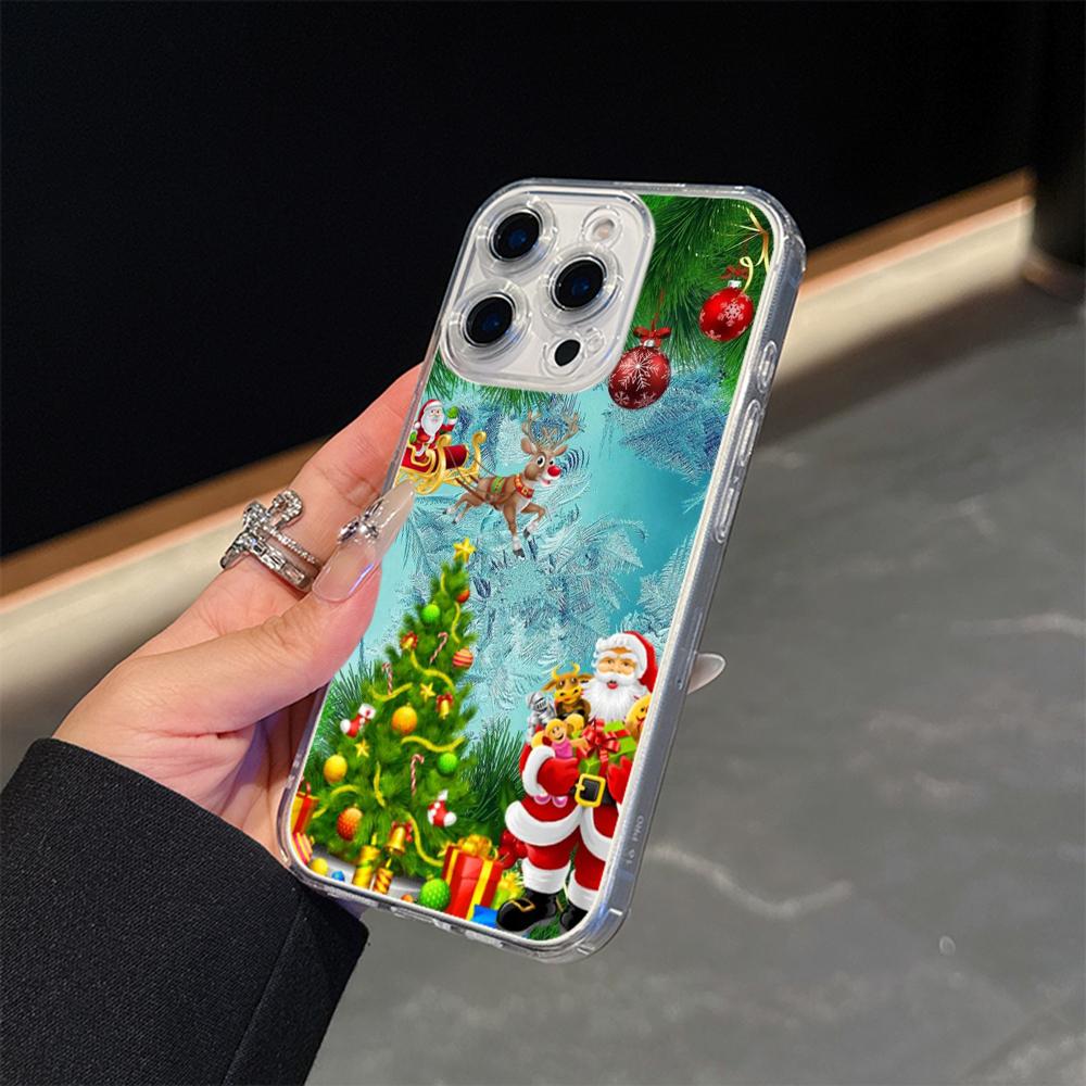 Ae107 Happy New Year Christmas Magsafe Прозрачные чехлы для Samsung S23 S24 Ultra S21 FE iPhone 16 13 Pro Max XR Магнитная беспроводная зарядка Задняя крышка