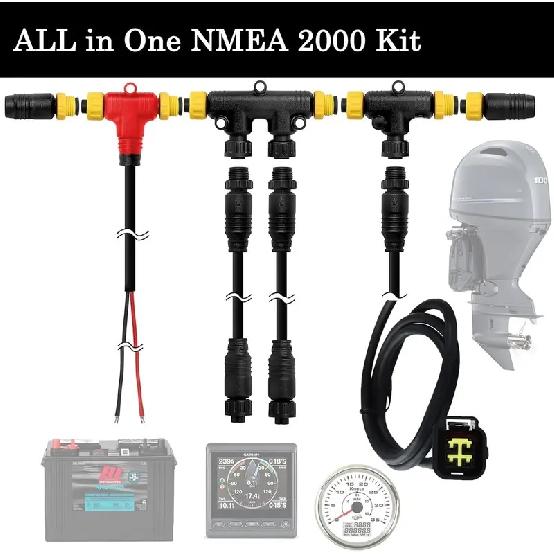 NMEA 2000 Starter Kit and Engine Interface Cable for Yamaha Outboard Engine 2006-2023 Bundle, Dual Tees Kits Terminators Marine