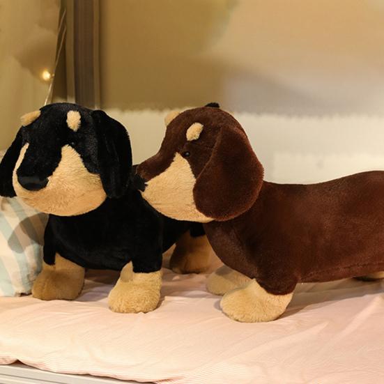 Realistic Dachshund Plush Toy Cute Sausage Dog Stuffed Animal Soft Comforting Companion Gift for Girls Kids