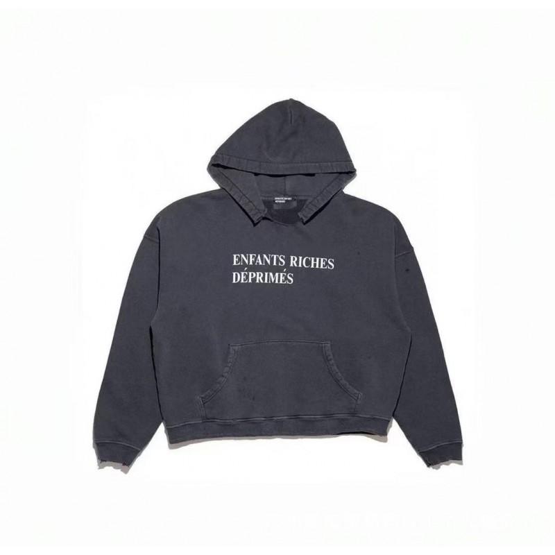 Mens Oversized Distressed Washed Hoodie With Letter Print Loose Fit Cotton Sweatshirt Fall