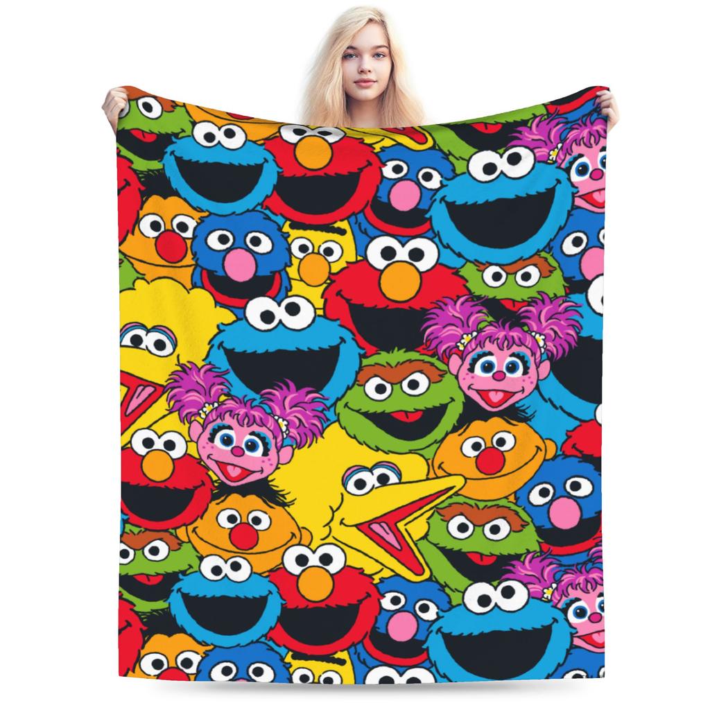 Sesame Street Cartoon Blanket Elmo Lovely Flannel Funny Breathable Throw Blankets for Bedding Lounge Textile Decor