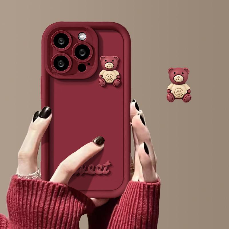 Подходит для чехла на телефон Apple 17, чехол-кукла, мишка, iPhone16, простой, индивидуальный, 15promax, мультяшный, силиконовый чехол