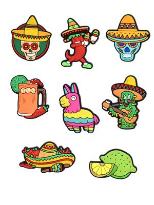 Джибитсы Мексика Mexico такос кактус Jibbitz 8 шт аксессуары крокс украшение