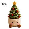Decorative Yarn Craft for Home Simulated Crochet Christmas Potted Decor, Knitted Mini Artificial Tree Flower Durable Plants Ornament, Cute Festive