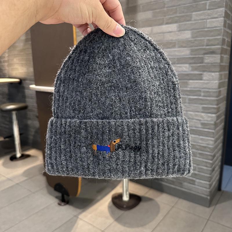 Autumn and Winter Hat Women's Fashion Knitted Wool Hat Cute Velvet Ear Protector Warm Cold Hat