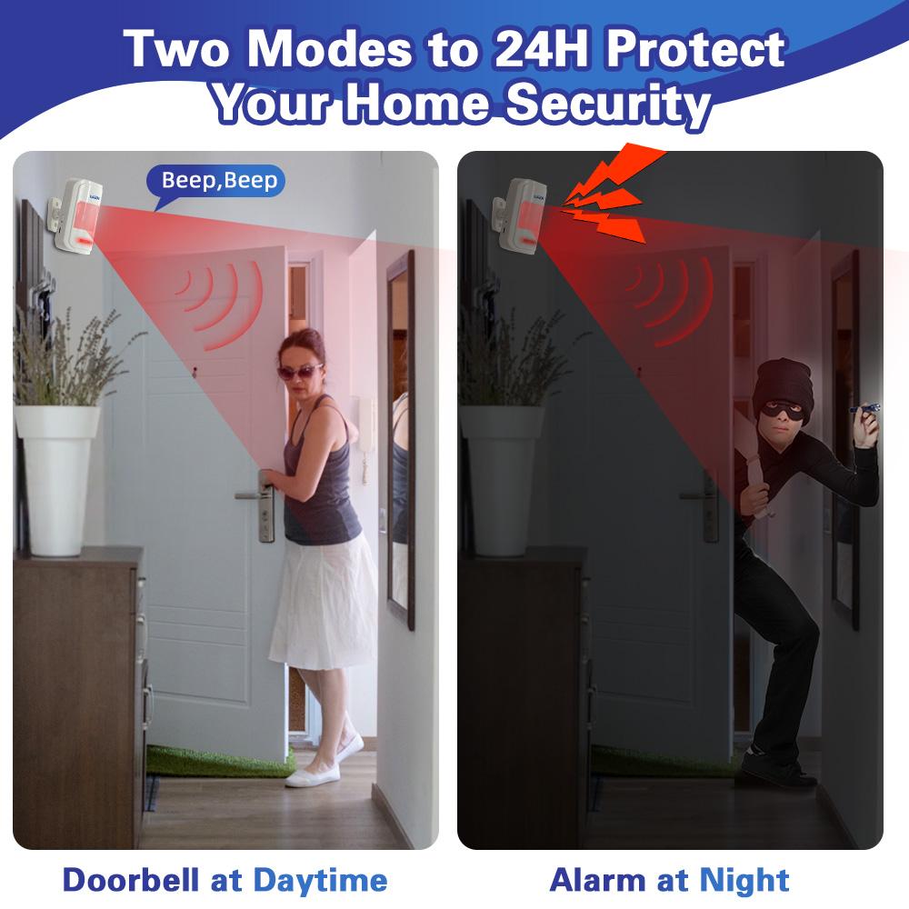 KERUI 433MHz Infrared Motion Sensor Detector Alarm/Doorbell Two Modes Wireless PIR Motion Alarm with Remote SOS for Home Elders