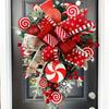 Christmas Door Wreath - Red And Candy Cane Teardrop Ornaments With Balls For Home Outdoor Decoration 3D Christmas Flower
