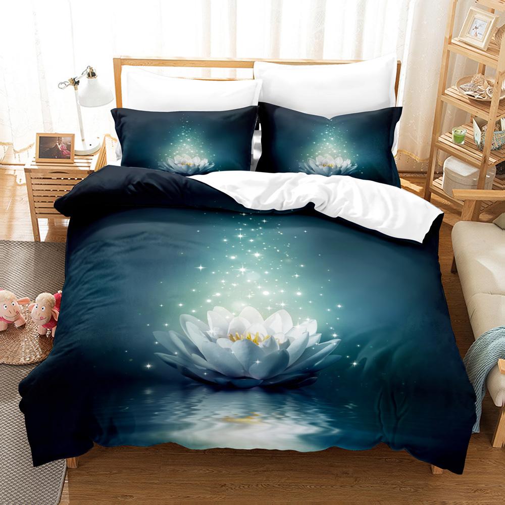 Purple Flowers Duvet Cover Set Polyester Comforter Cover King Queen Size Quilt Cover with Pillowcase for Girls Women Bedding Set