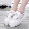 2024 Women Shoes Fashion Summer Casual White Shoes Cutouts Lace Canvas Hollow Breathable Platform Flat Shoes Woman Sneakers