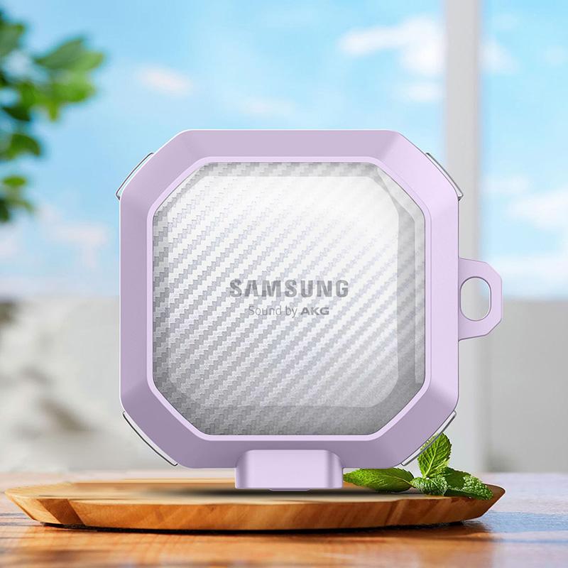 Прозрачный чехол для наушников с узором из углеродного волокна для Samsung Galaxy Buds Pro Live 2, чехол с замком переключателя для Samsung Buds 2 Pro
