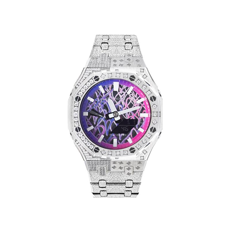 Casio Кастомизированные часы модифицированная серия неоновое сердце бриллиант водонепроницаемые светящиеся Кварцевые тот же стиль для мужчин и женщин цвет циферблата GA-2100-1A