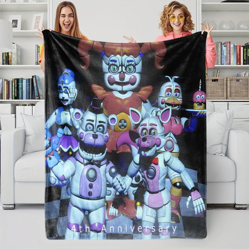 Dark Style Five Nights At Freddy' Flannel Blanket Soft Warm Fleece Throw for Sofa Bed Couch Cover Nap Camping FNAF Fans Gift