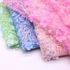 3D Three-Dimensional Sequined Petal Accessories Embroidery White Mesh Mesh Cloth Background Decoration Fashion Stage Clothing Fabric