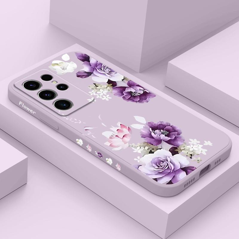 Good Luck Flower Phone Case For Samsung Galaxy S26 S25 S24 Plus Ultra Liquid Silicone Cover