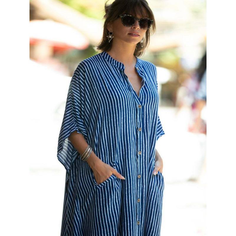 Пляжная блузка на пуговицах больших размеров для женщин со свободной защитой от солнца